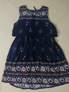 Navy Blue Floral Print Dress