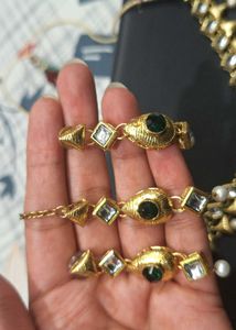 Gold &amp; Emerald Necklace Earring Set