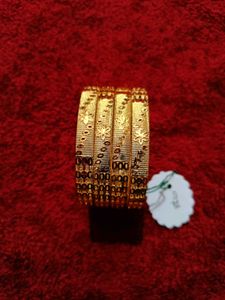 Unique Design Gold Plated Four Bangles Set 2.8