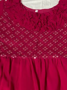 GEOGRETTE DARK PINK MAXI DRESS
