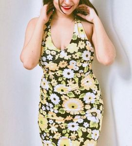 Yellow Printed Mini Dress