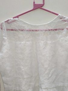White Full Net Top With Inner Attached