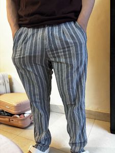 Striped Linen Blend Pants For Men