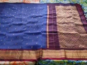 Blue And Brown Silk Saree