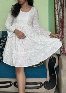 White Cotton Mini Dress 🤍