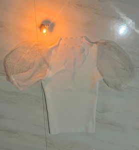 White Puff Sleeve Top