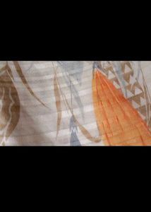 White Orange Flowelar Saree