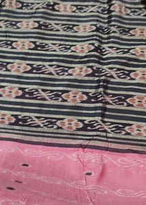 Pink &amp; Black Ikat Pattern Saree