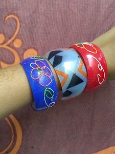 red♥️ Blue 💙 Grey Colour Bangle With Barclet