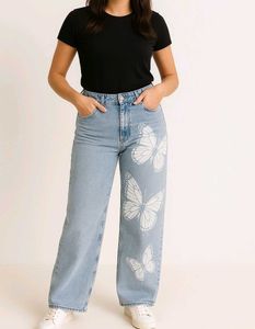 H&M Butterfly Print Wide Leg