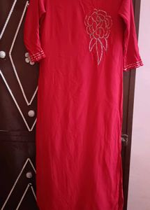 Red Embellished Kurti