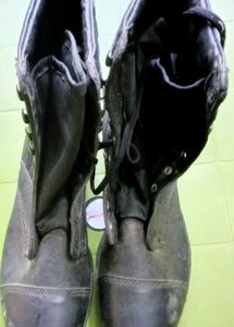 Black Leather Combat Boots