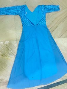 Aqua Blue Sequin Embellished Gown