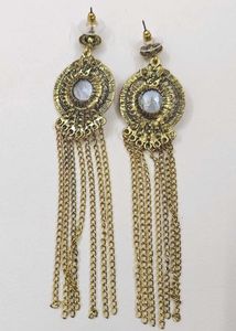 Gold stone Boho Chain Dangle Earrings