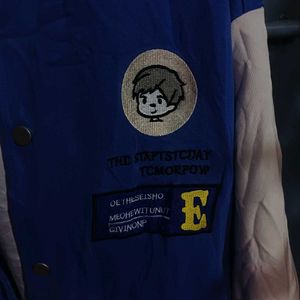 💙🤍Blue Embroidered Varsity Jacket