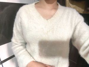 Off White Bell Sleeves Furry Sweater 🎀