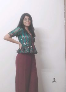 Sequin Ethnic Custom Peplum Top
