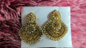 Elegant Gold-Tone Pearl Earrings