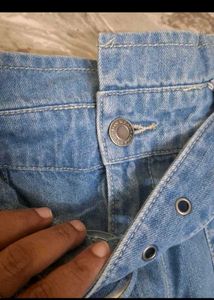 Belted Wide Leg Denim Jeans