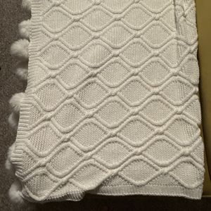 Artelier Cable Knit Chenille Throw Blanket Ivory F