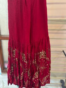 Maroon Embroidered Palazzo