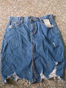 Distressed Denim Mini Skirt