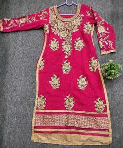 Elegant Pink &amp; Gold Kurta Set
