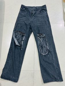 Charcoal Black Net Ribbed Denim