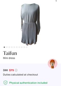 Navy Chiffon Long Sleeve Dress