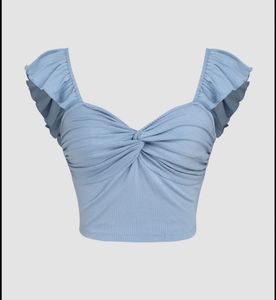 Ruched Blue Crop Top