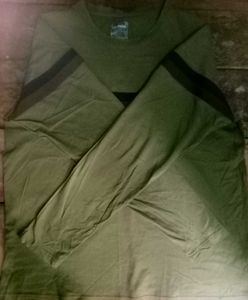 Vintage Olive Green Striped Long Sleeve.