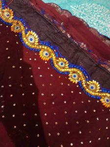Elegant Maroon Embellished Saree