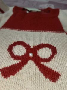 Red &amp; White Bow Knit Sweater