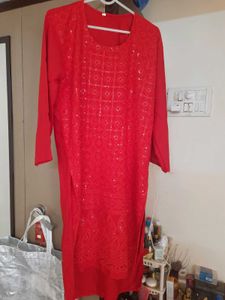Red Straight Kurti