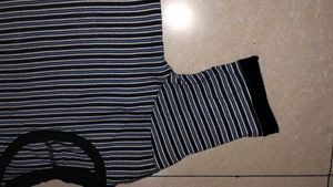 Blue Striped Ribbed Top