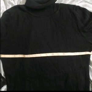 Elegant Black Turtleneck Top with leather print