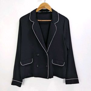 ZARA Size XS Womens Contrast Black White Blazer
