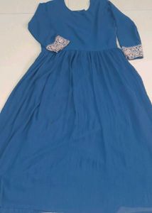 Elegant Navy Blue Embroidered Dress