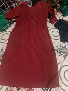 Burgundy Embellished Dress