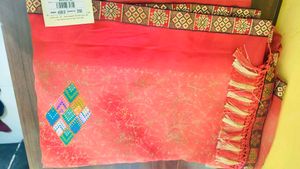 Red Saree with Embellishments