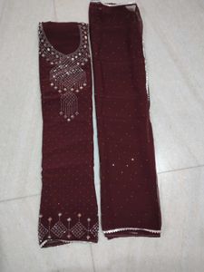 Maroon Embellished suit