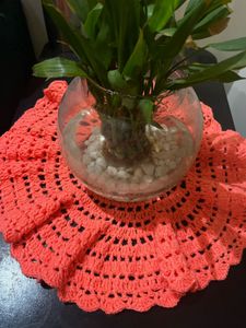 Handmade Crocheted Doily - Coral Table Decor