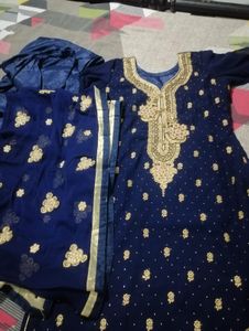 Blue Embroidered Kurta Set