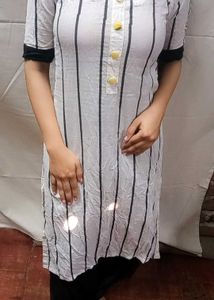 Striped White Kurta