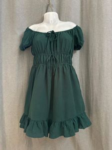 Plus Size Off Shoulder Green Mini Dress For Women