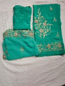 Fancy Peacock Green Lehenga Choli/saree Set