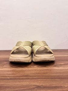 Beige Platform Cross Strap Sandals