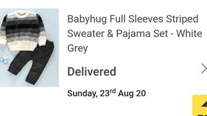 Babyhug Full Sleeves Striped Sweater &amp; Pajama Set