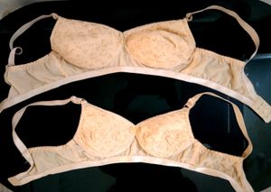 Set Of 2 V-star Cream  Bra, Size - 32 B