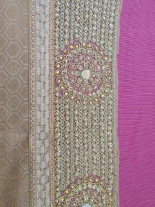 Pink Saree With Original mirror and moti work